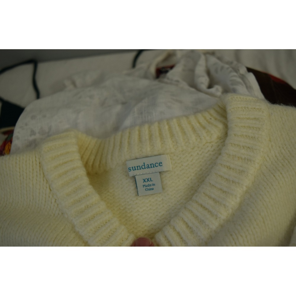 Sundance Heart Sweater XXL Cream Black Graphic Knit Pullover Womens - Picture 4 of 5